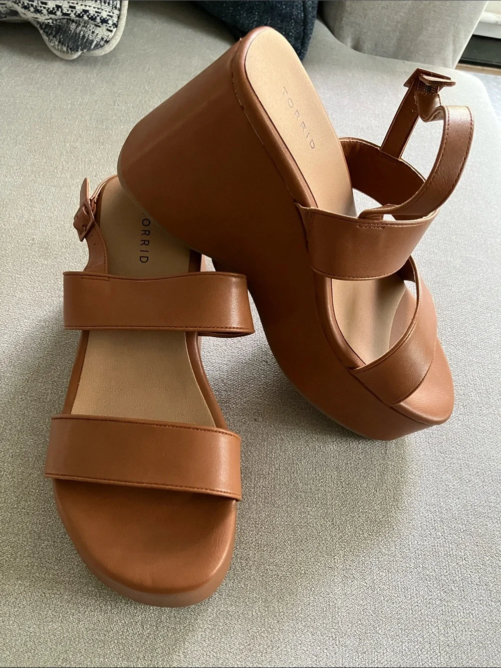 torrid Tan Brown Platform Sandals with Ankle Strap